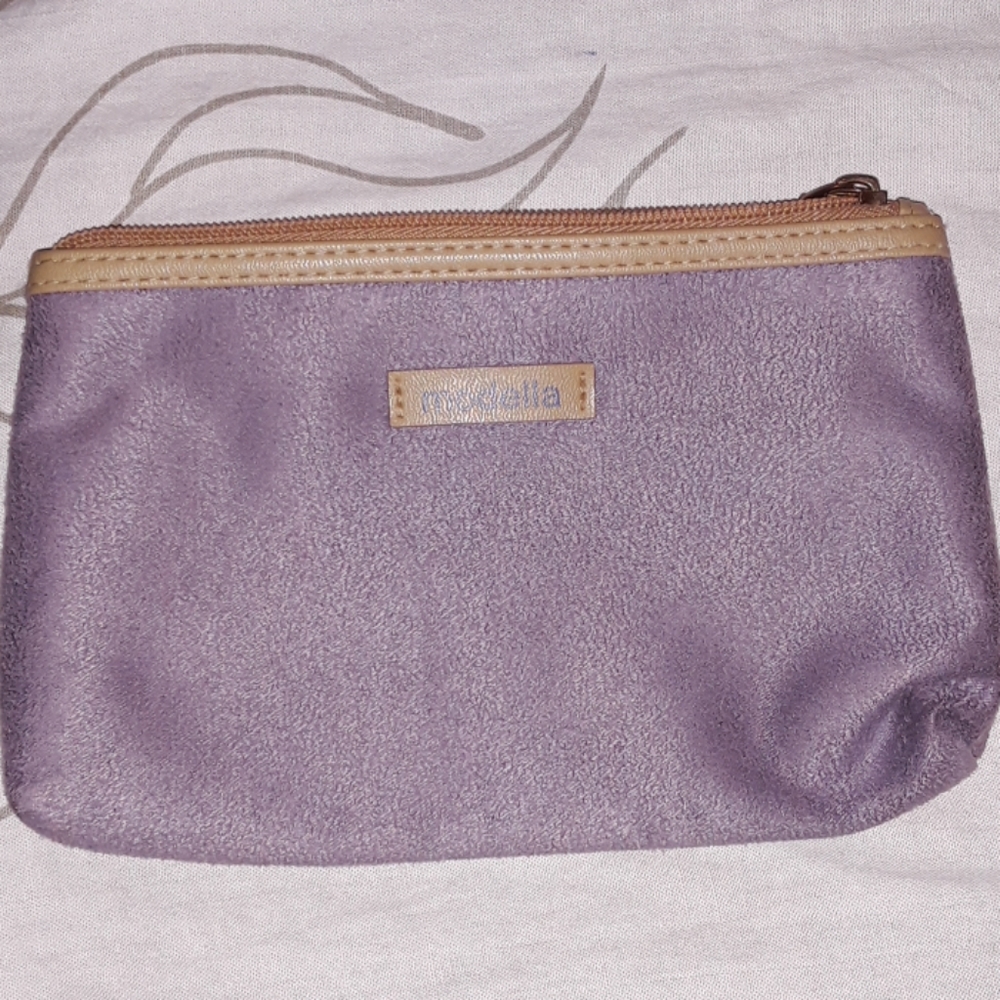 Modella purple and tan cosmetic bag
